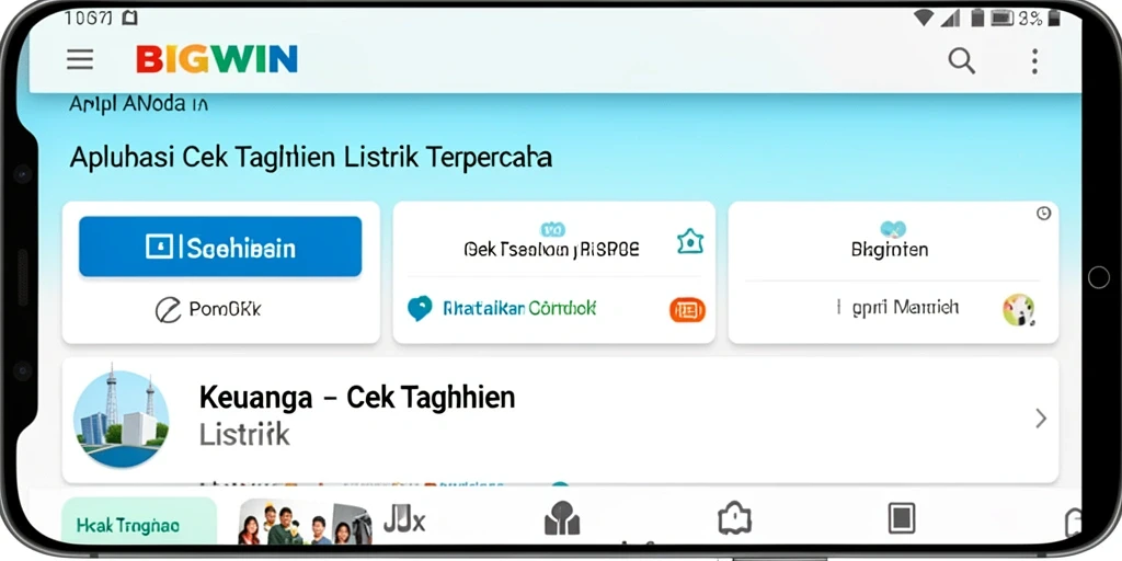 Tampilan antarmuka aplikasi BIGWIN untuk cek tagihan listrik.