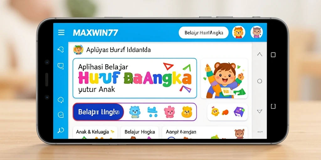 Tampilan menarik dari aplikasi Belajar Huruf Angka MAXWIN77.