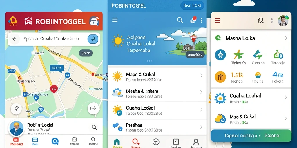 Antarmuka aplikasi ROBINTOGEL menampilkan informasi cuaca lokal secara jelas.