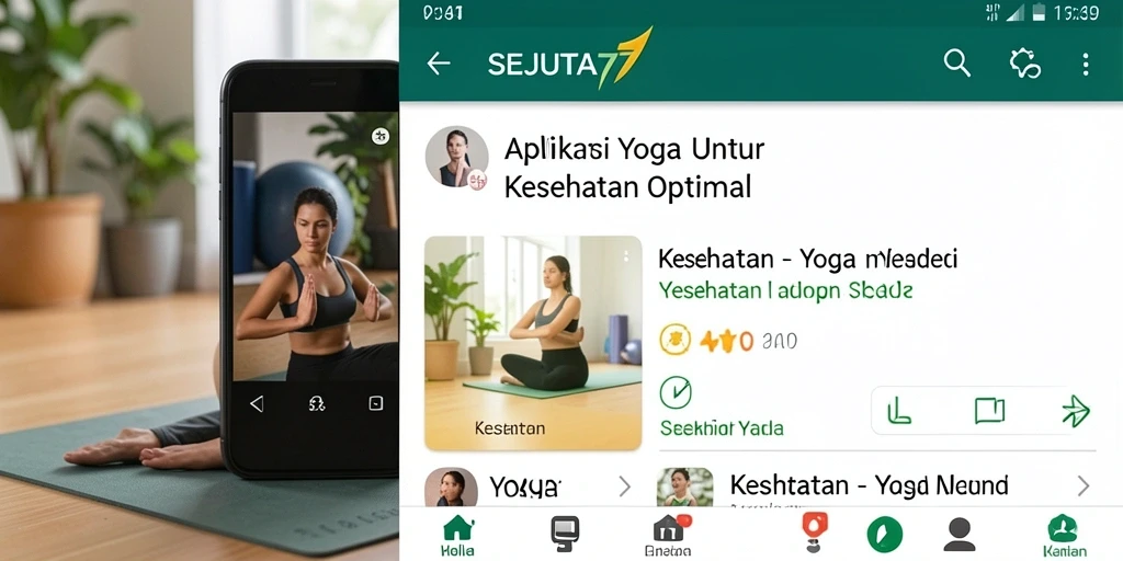 Screenshot aplikasi SEJUTA77 menampilkan fungsi latihan yoga yang interaktif.