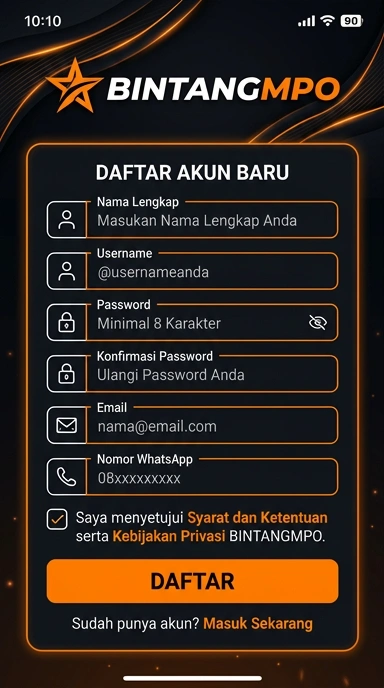 Buat Akun Baru Bintangmpo untuk Pengguna Android